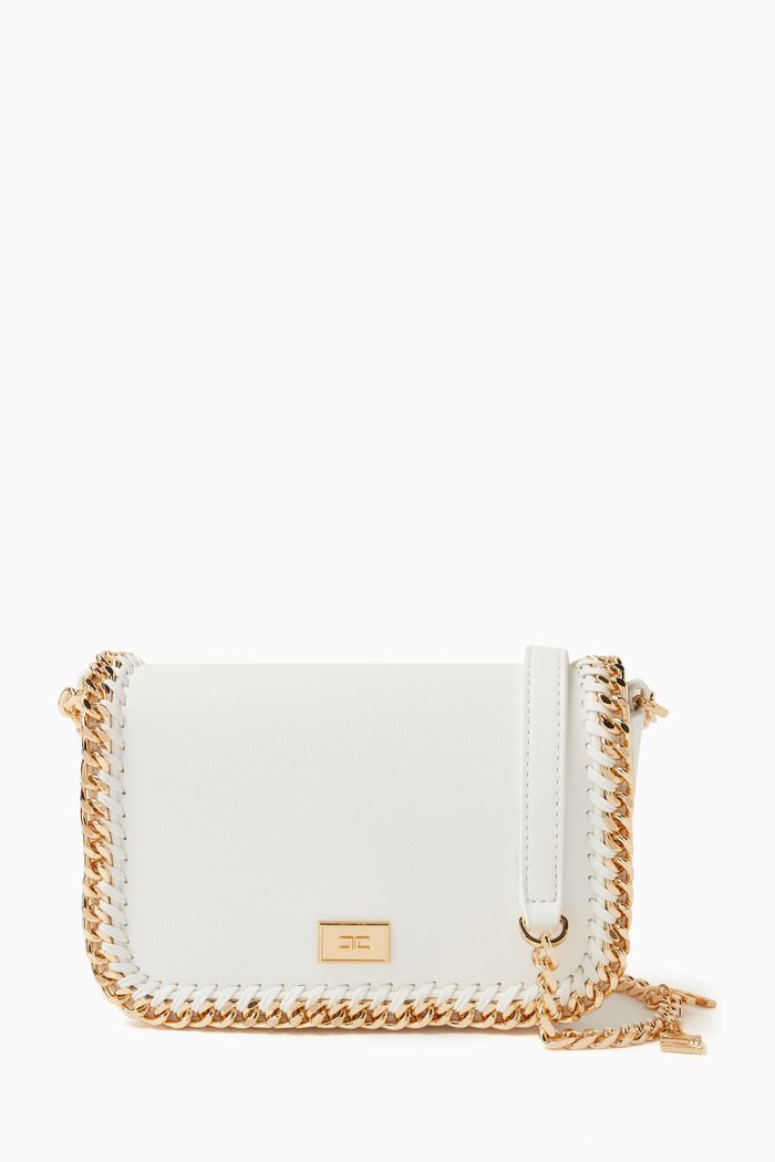 

Mini Chain Crossbody Bag in Faux Leather, White