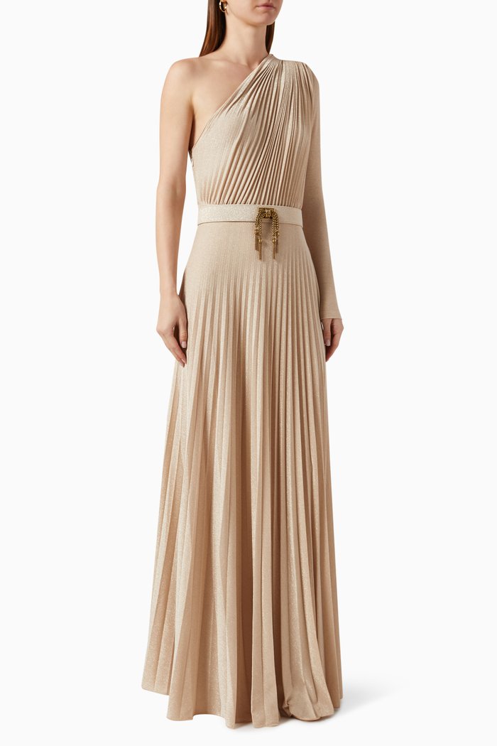 

Red Carpet One-shoulder Gown in Jersey, Gold