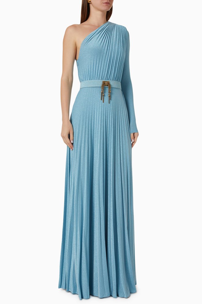 

Red Carpet One-shoulder Gown in Jersey, Blue