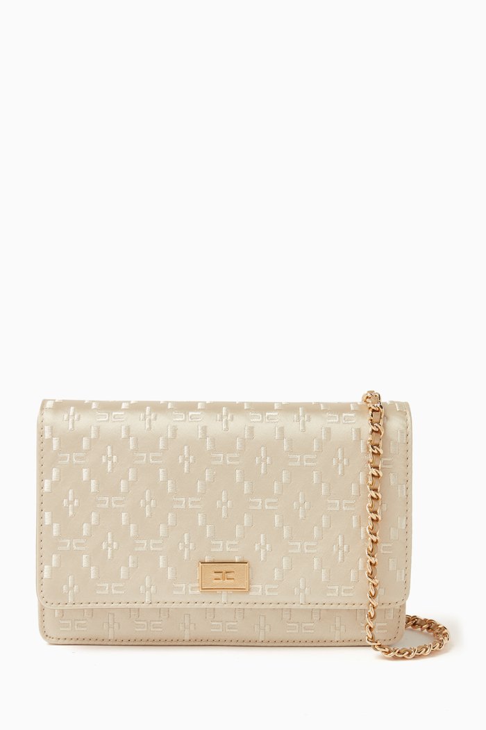 

Mini Embroidered Crossbody Bag in Cotton, Neutral