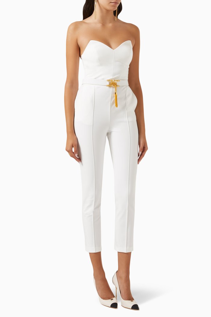 

Bustier Belted Jumpsuit, White