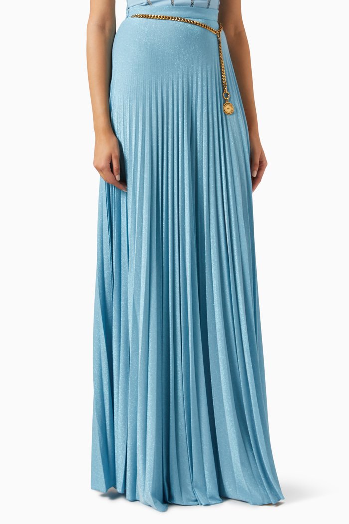 

Pleated Maxi Skirt in Lurex-jersey, Blue