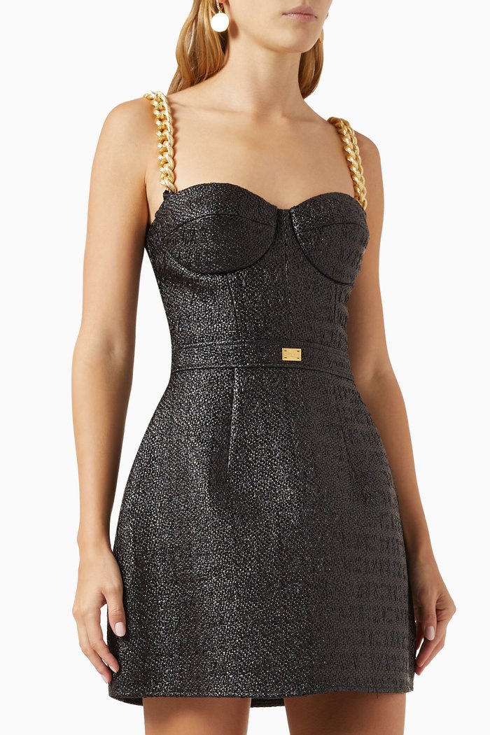 

Dolly Mini Dress in Raffia, Black