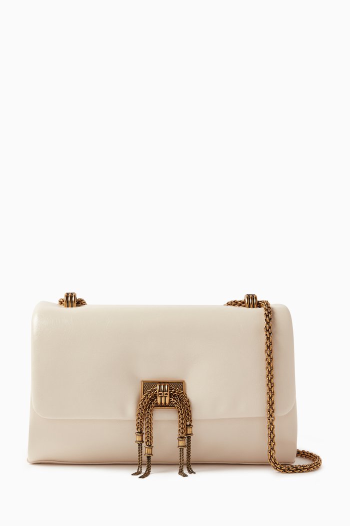

Shoulder Bag in Crinkle-effect Faux Leather, Neutral