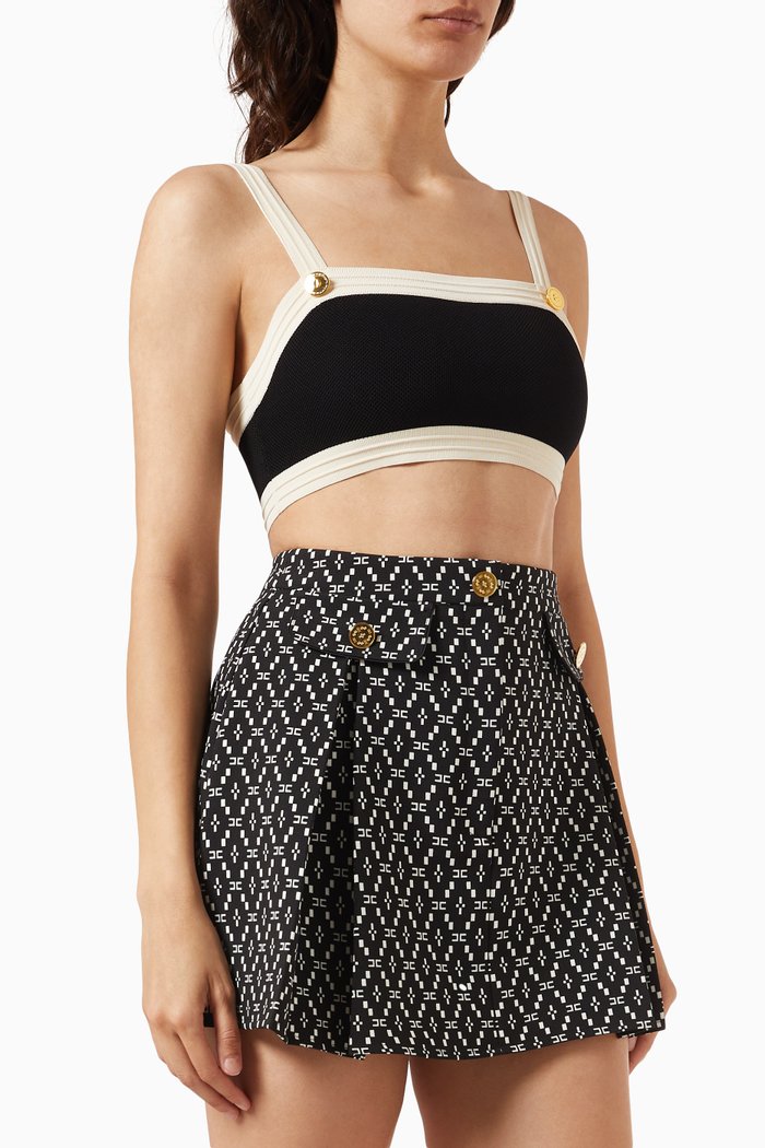 

Piqué Knit Bandeau Top in Viscose, Black