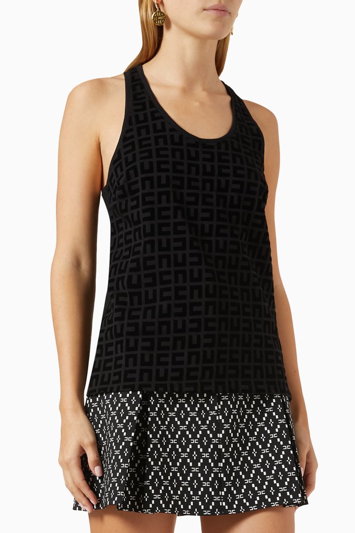 

Racerback Tank Top in Cotton Jersey, Black