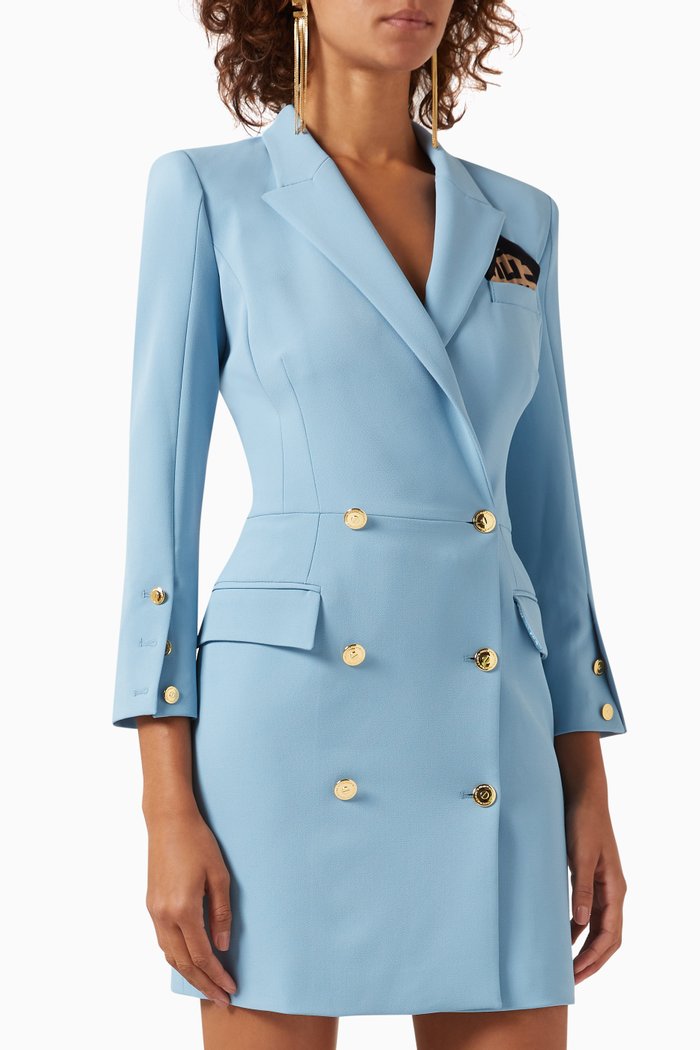 

Double-breasted Coat Dress in Stretch Crepe, Blue