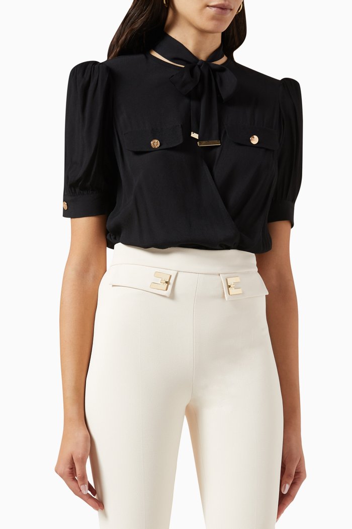 

Shirt Bodysuit in Viscose, Black