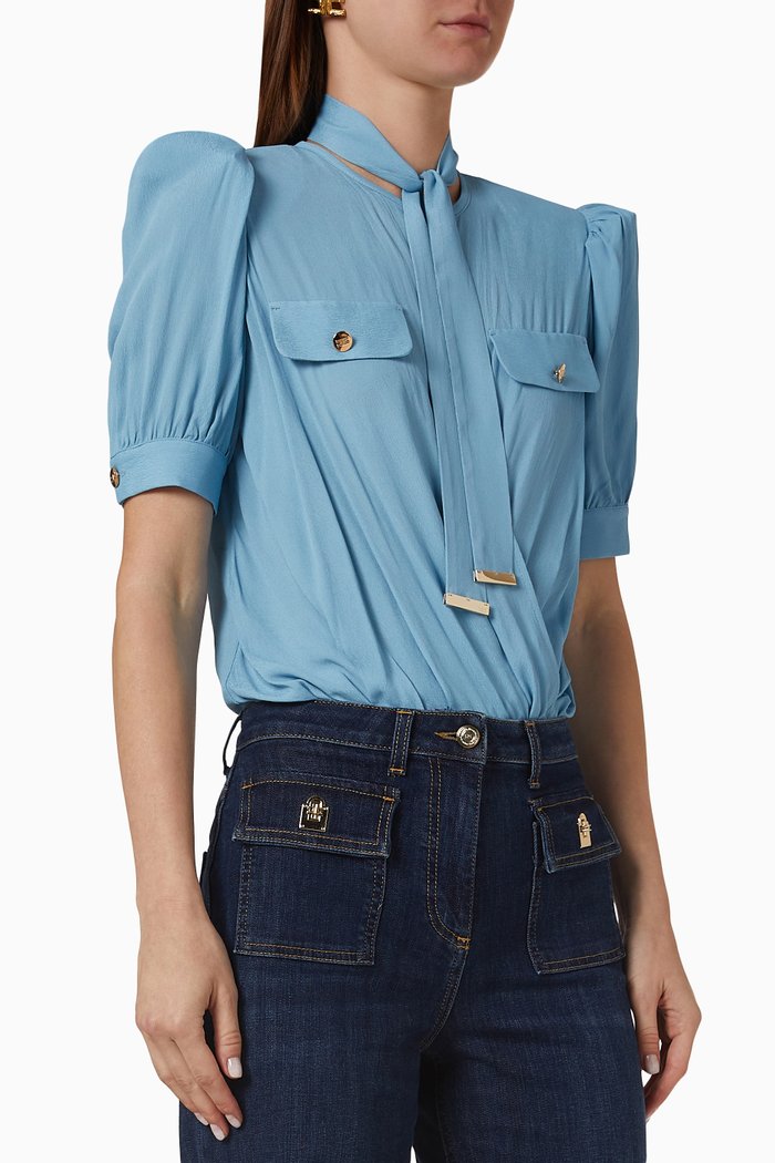 

Shirt Bodysuit in Fluid Viscose, Blue