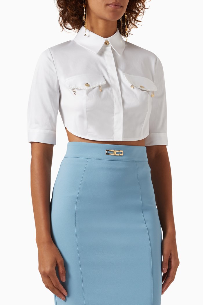 

Cropped Shirt in Cotton, White