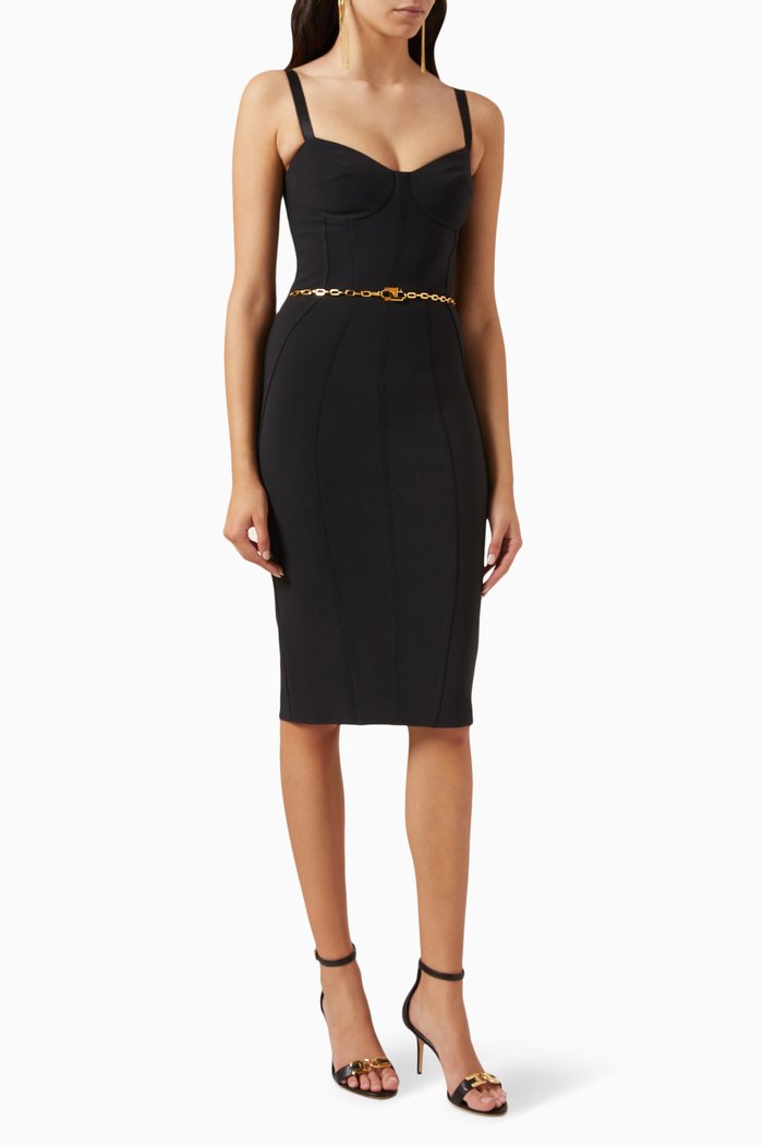 

Buster Sheath Dress in Stretch Crepe, Black