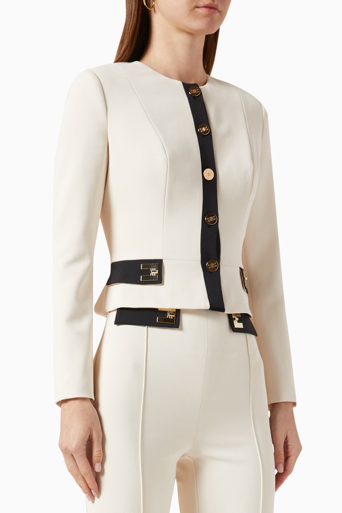 

Single-breasted Jacket in Stretch Crepe, Neutral