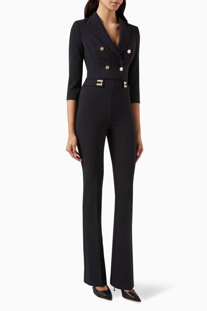 

Double-breasted Jumpsuit in Stretch-crêpe, Black