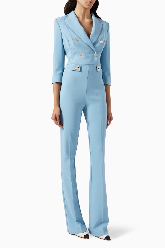 

Double-breasted Jumpsuit in Stretch-crêpe, Blue