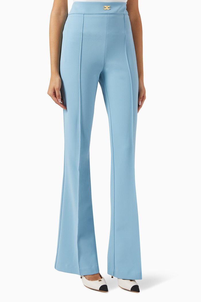

Flared Pants in Stretch Crepe, Blue