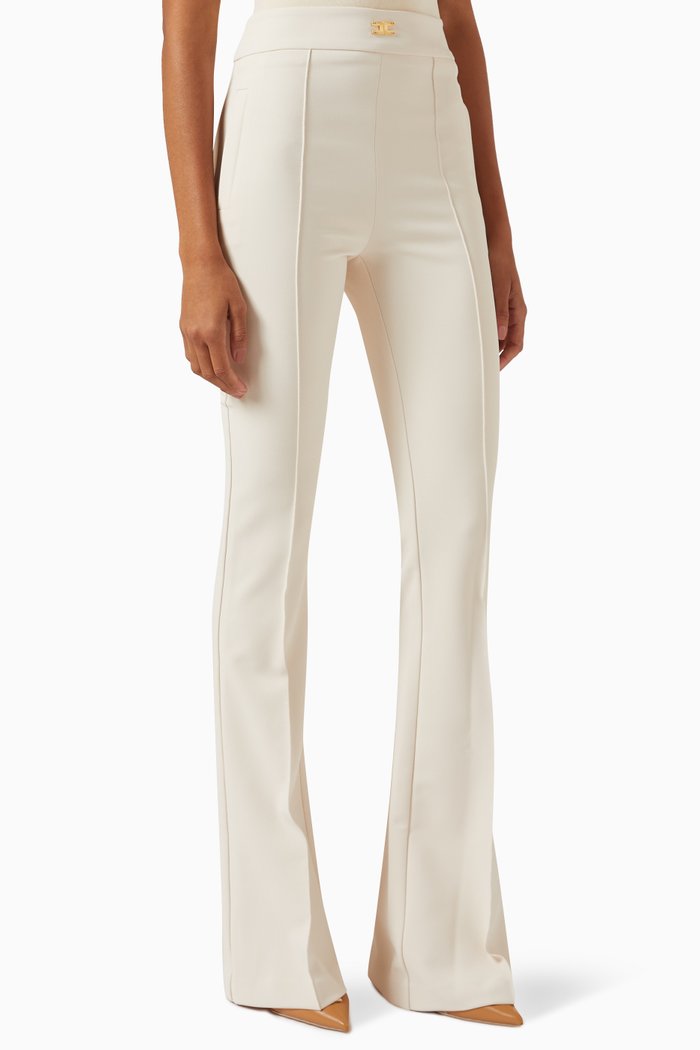 

Flared Pants in Stretch Crepe, Neutral