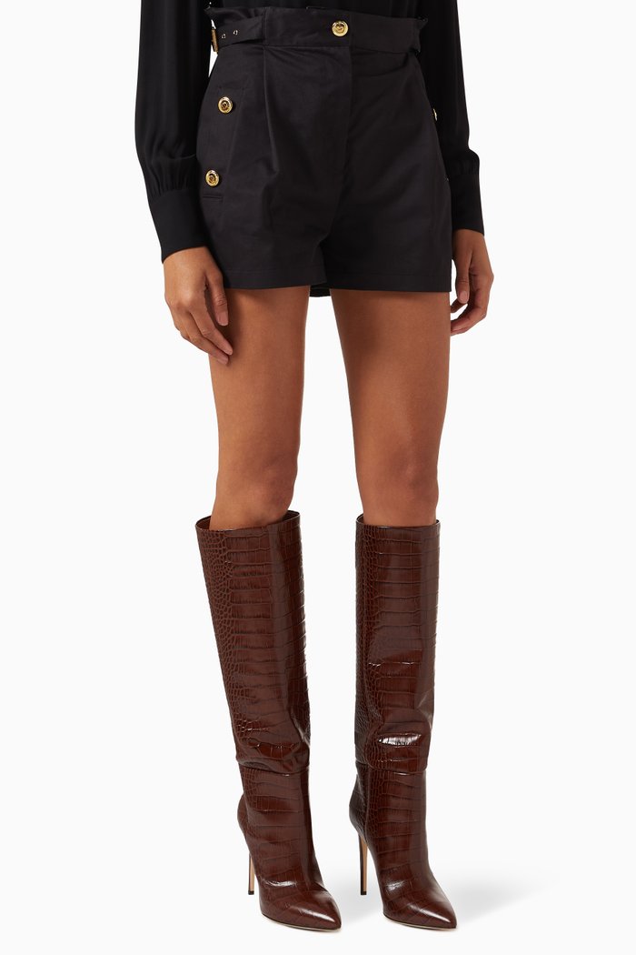 

Metal Buckle Shorts in Cotton, Black