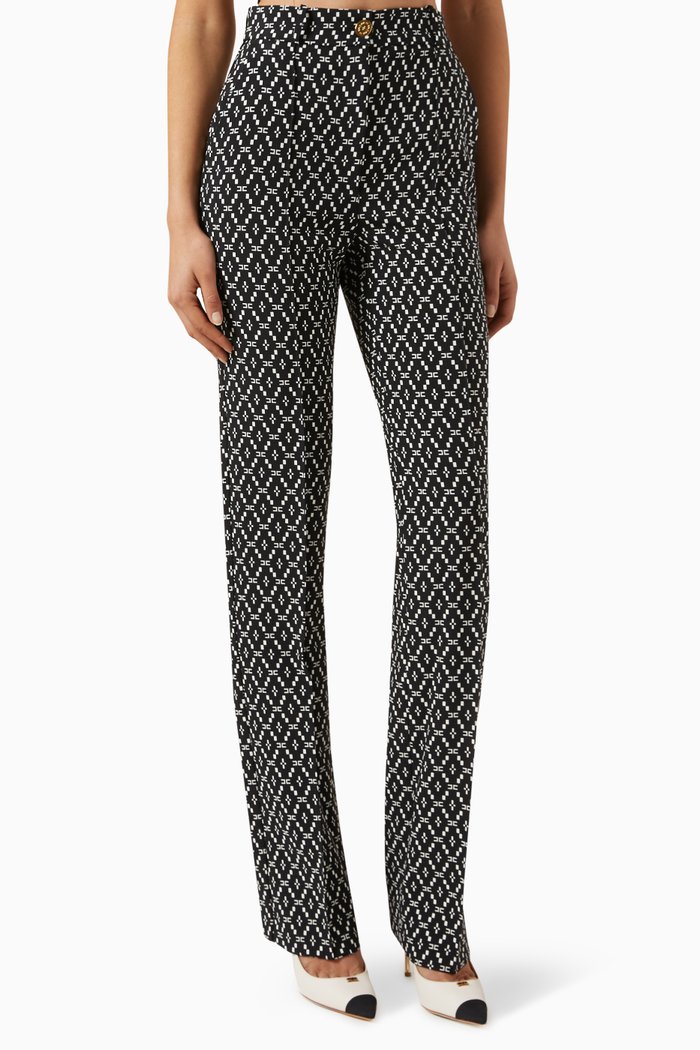 

Printed Pants in Stretch Crepe, Black