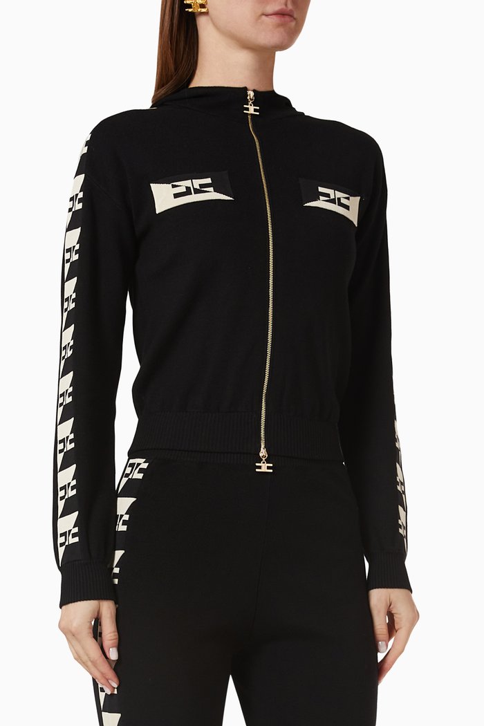 

Cropped Hoodie in Knit, Black