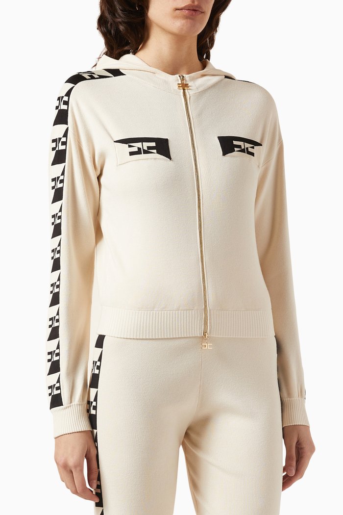 

Cropped Hoodie in Knit, Neutral