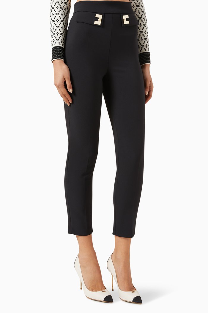 

Tapered Pants in Stretch Crepe, Black
