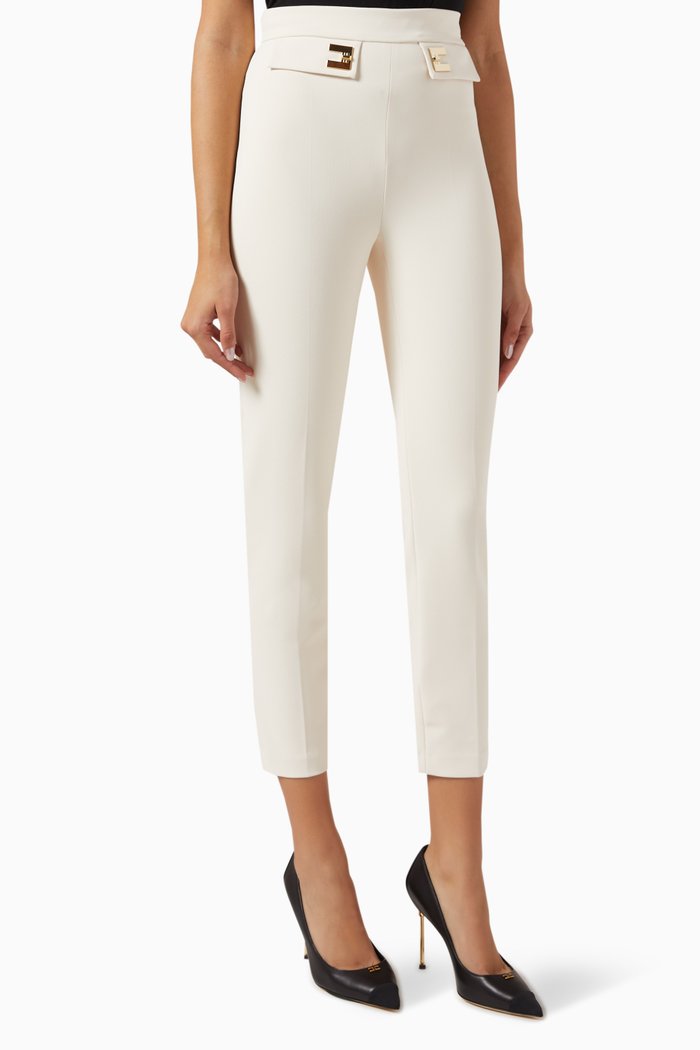 

Tapered Pants in Stretch Crepe, Neutral