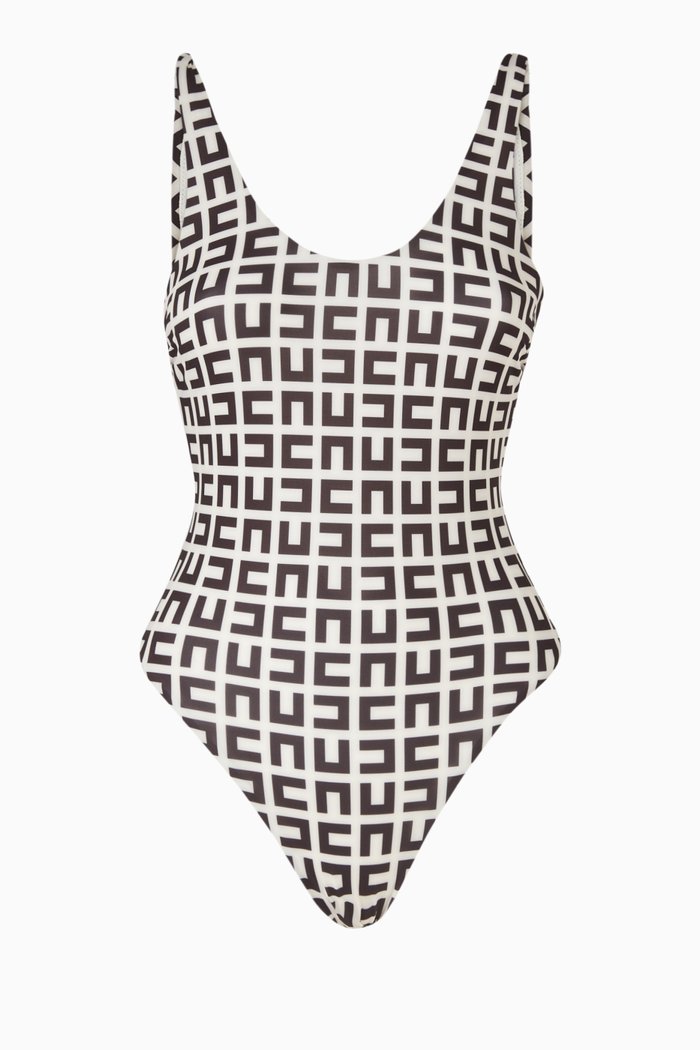 

EF Monogram One-piece Swimsuit in Stretch Nylon, Neutral