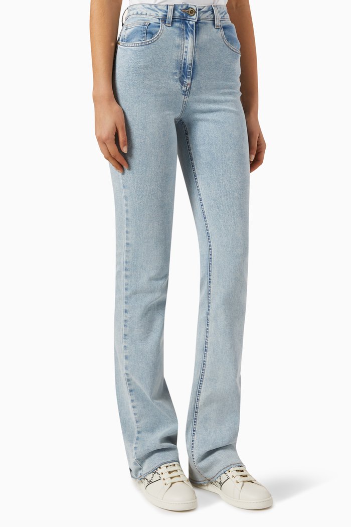 

High-waist Bootcut Jeans in Denim, Blue