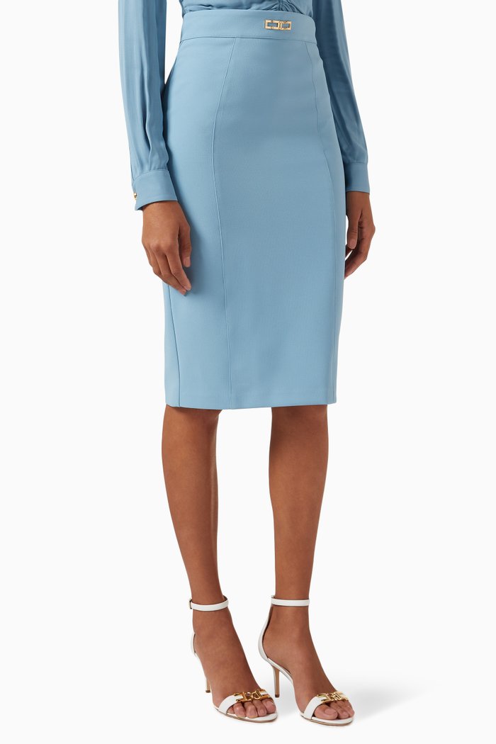 

Pencil Skirt in Stretch Jersey, Blue