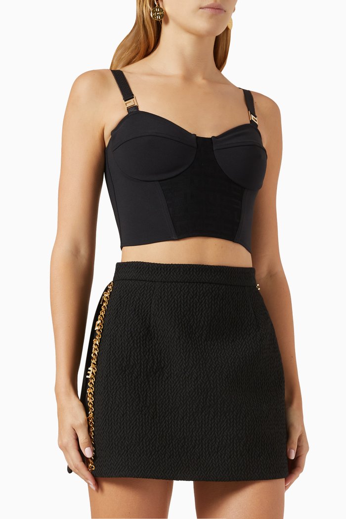 

Double Layer Bustier Top in Crêpe, Black