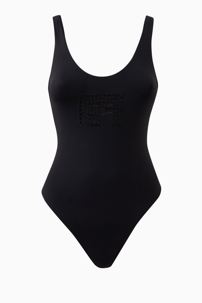 

One-piece Swimsuit in Lycra, Black