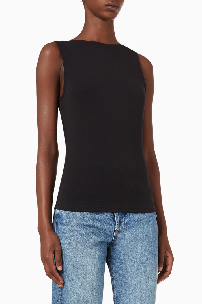 

Rue Tank Top in Stretch Cotton-jersey, Black