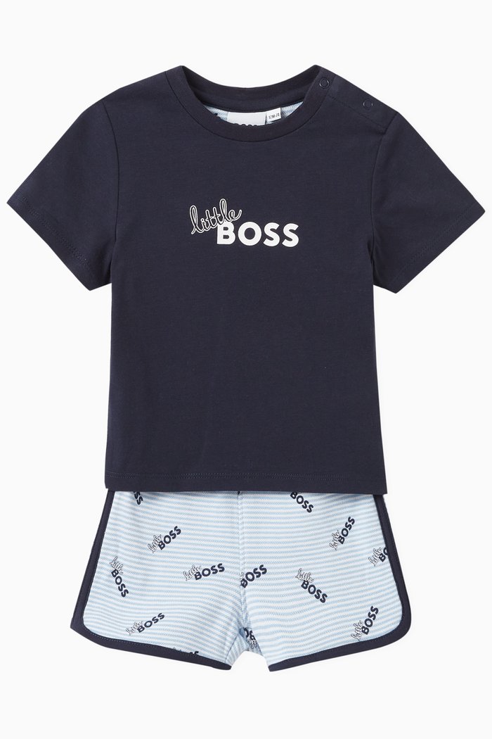 

Logo-print T-shirt & Shorts Set in Cotton-jersey, Blue