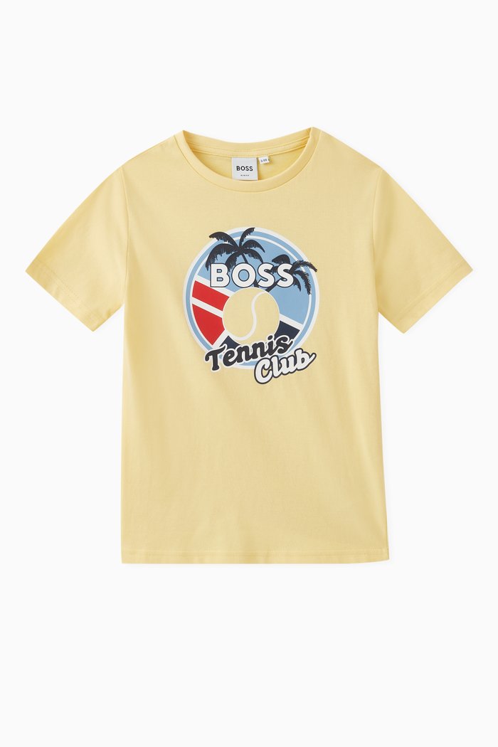

Tennis Club Logo Print T-Shirt in Cotton, Yellow