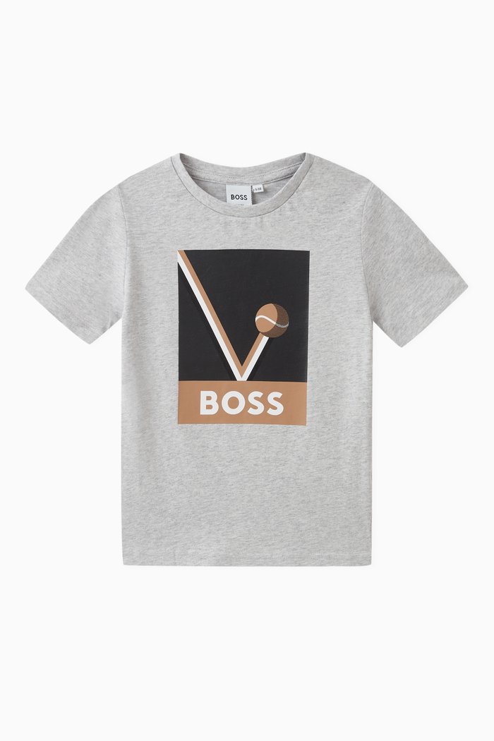 Graphic Logo Print T-Shirt in Cotton, Grey