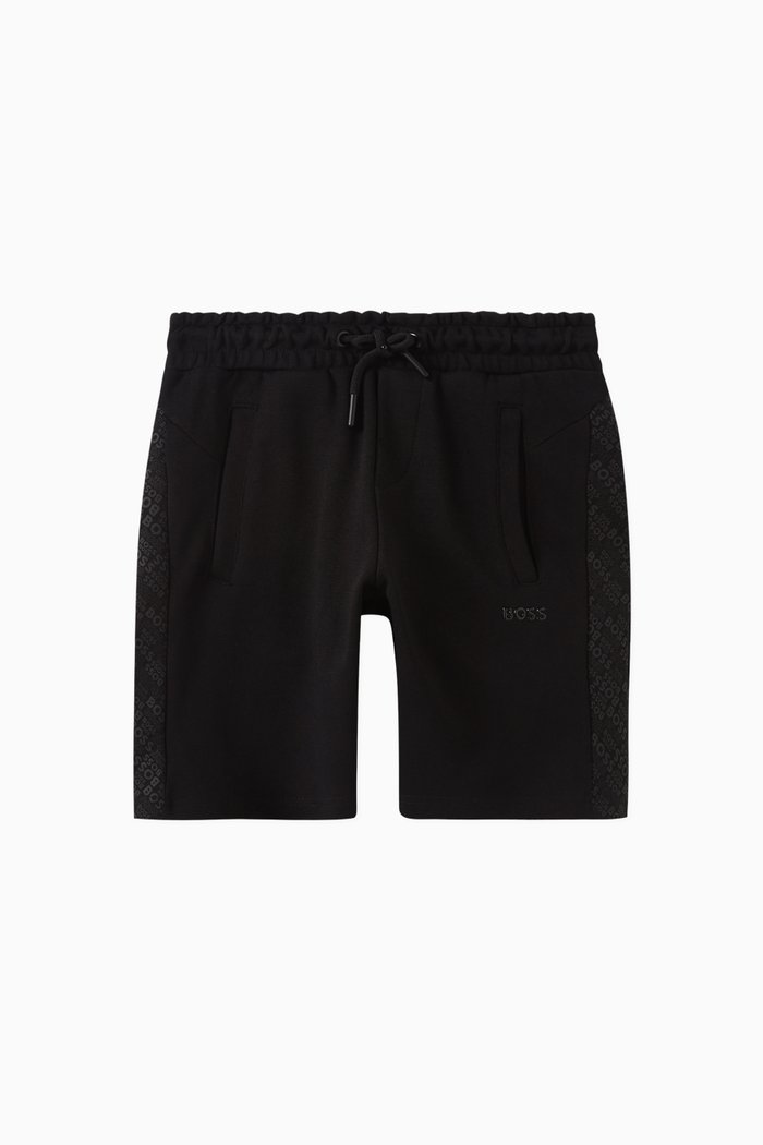 

Logo Bermuda Shorts in Cotton-poly Blend Jersey, Black