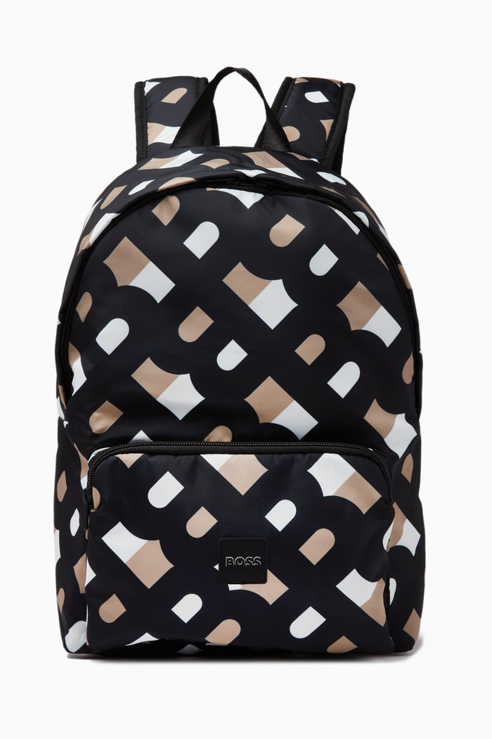 Monogram Logo Print Backpack, Brown