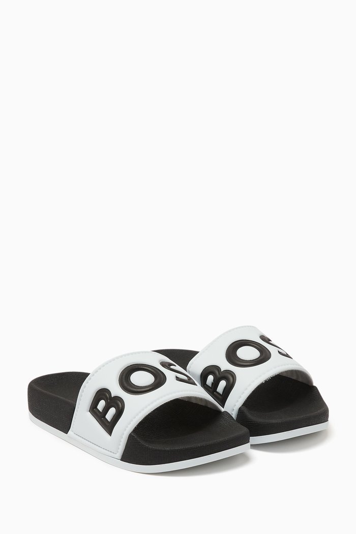 

Embossed Logo Slides in PVC, White
