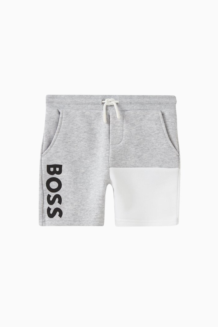 

Colour-block Logo-print Shorts in Cotton-blend, Grey