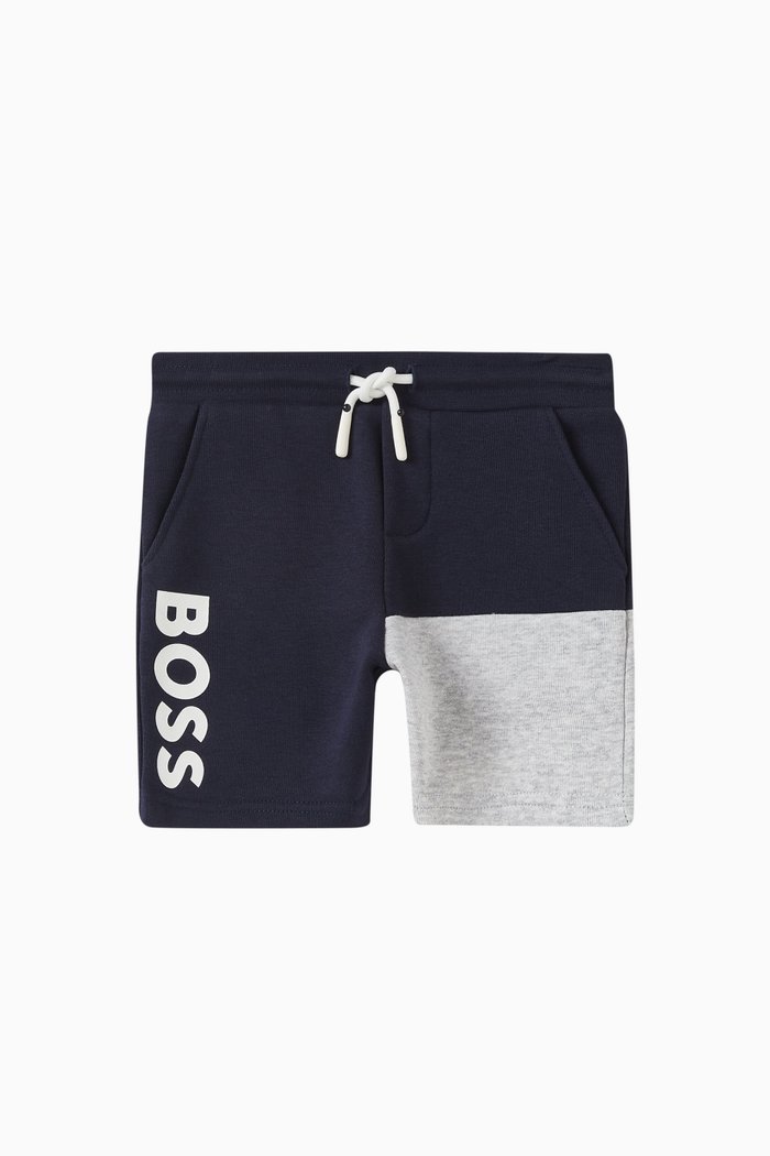 

Colour-block Logo-print Shorts in Cotton-blend, Blue