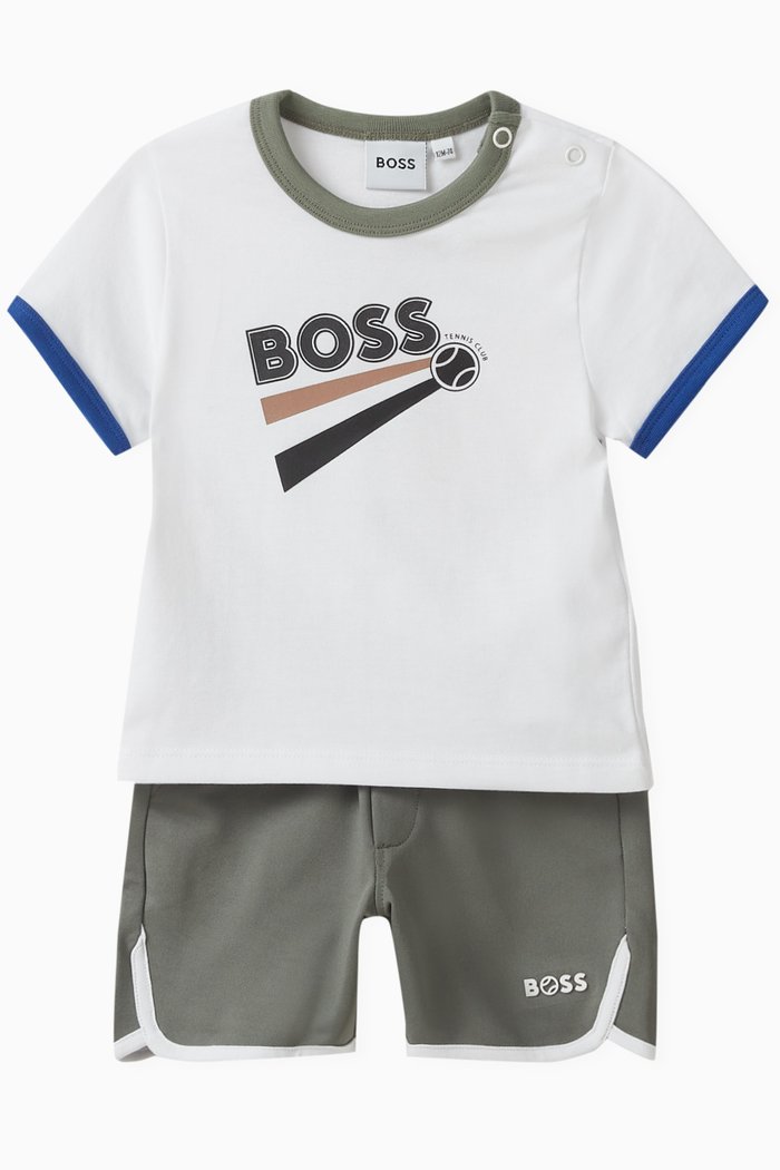 

Logo T-shirt & Shorts Set in Cotton, Green