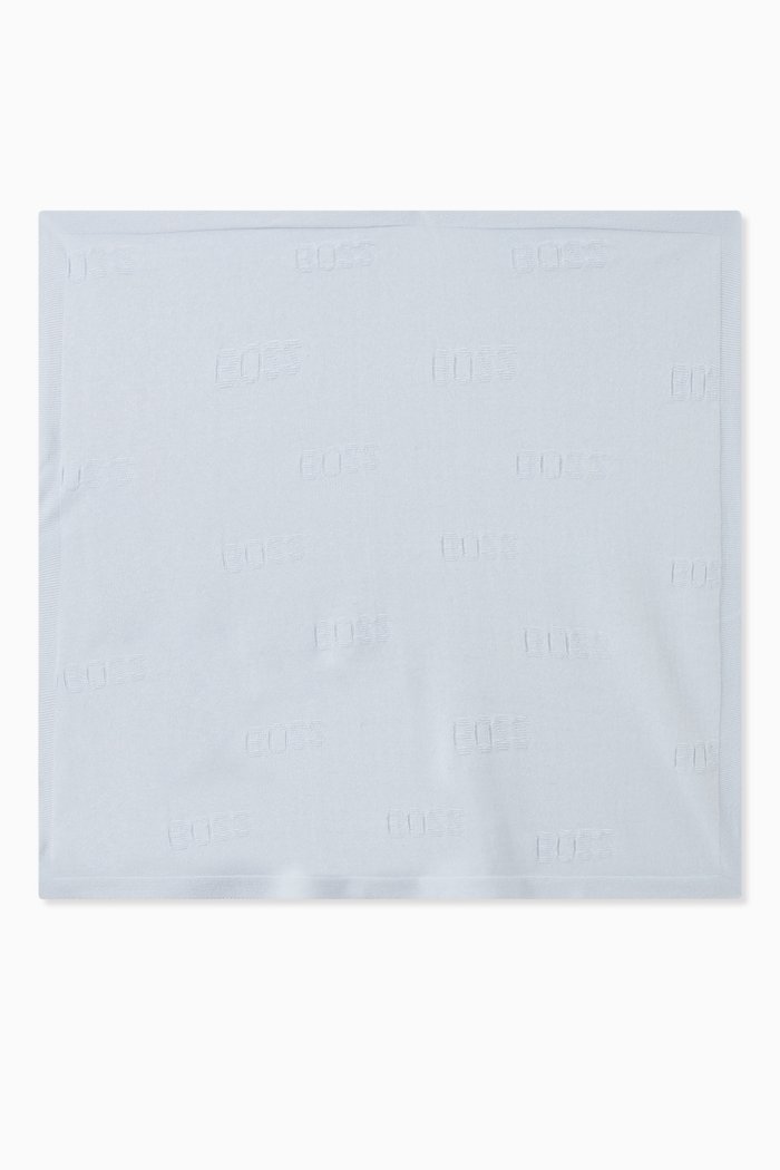 

Logo Knitted Blanket in Cotton, Blue