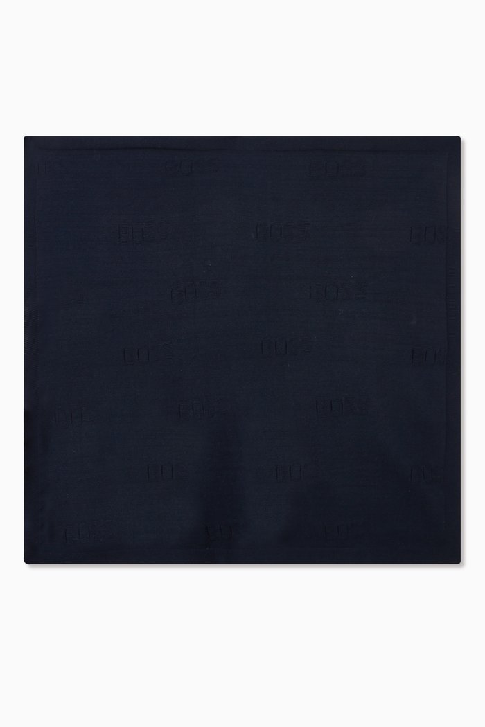 

Logo Knitted Blanket in Cotton, Blue