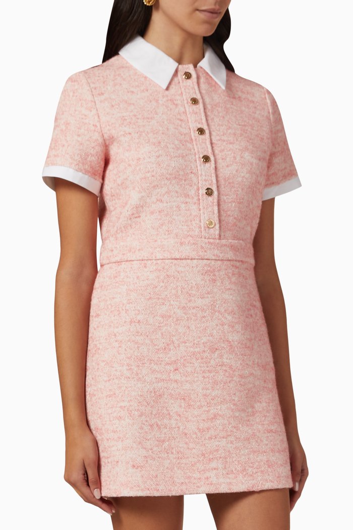

Ranello Tailored Mini Dress in Wool-blend, Pink