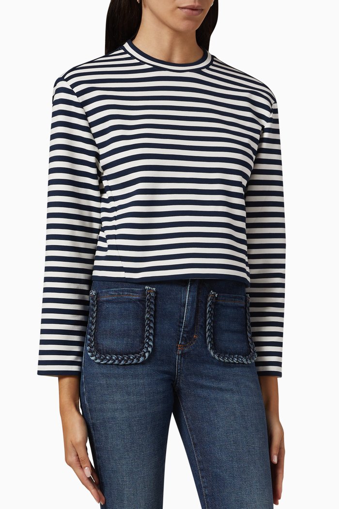 

Timarin Striped Top in Jersey, White