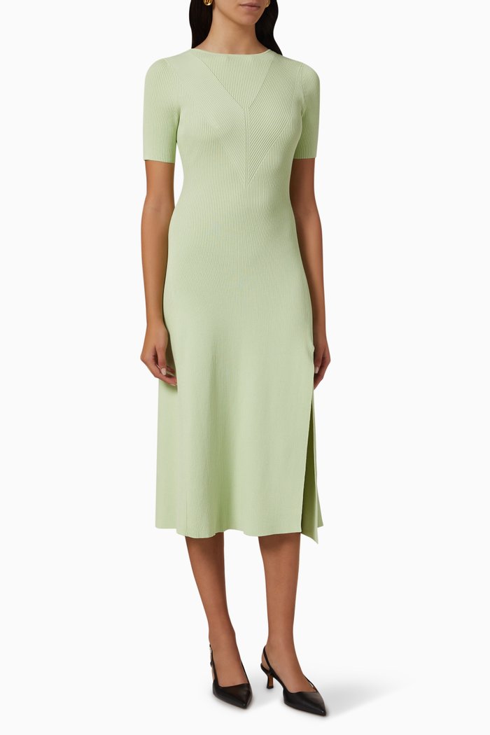 

Ruche Midi Dress in Ribbed-jersey, Green