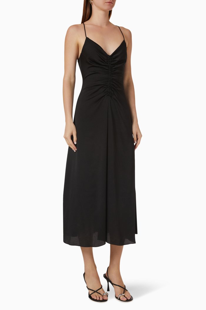 

Crossover Straps Midi Dress in Jersey, Black