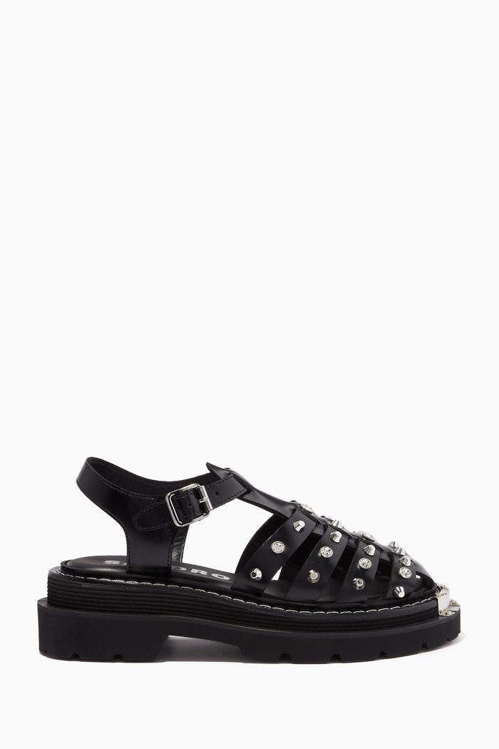 

Olys Studded Sandals in Leather, Black