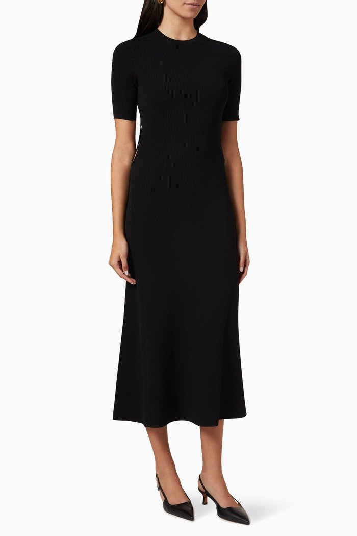 

Rinella Midi Dress in Ribbed-jersey, Black