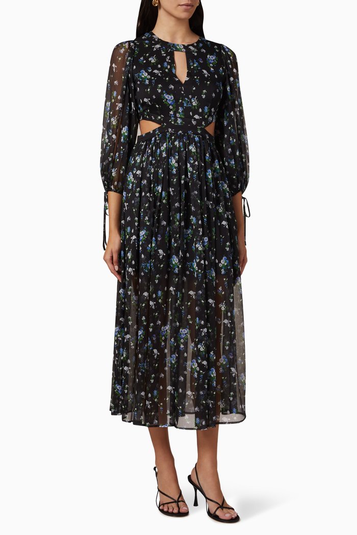 

Floral Cut-out Midi Dress, Blue